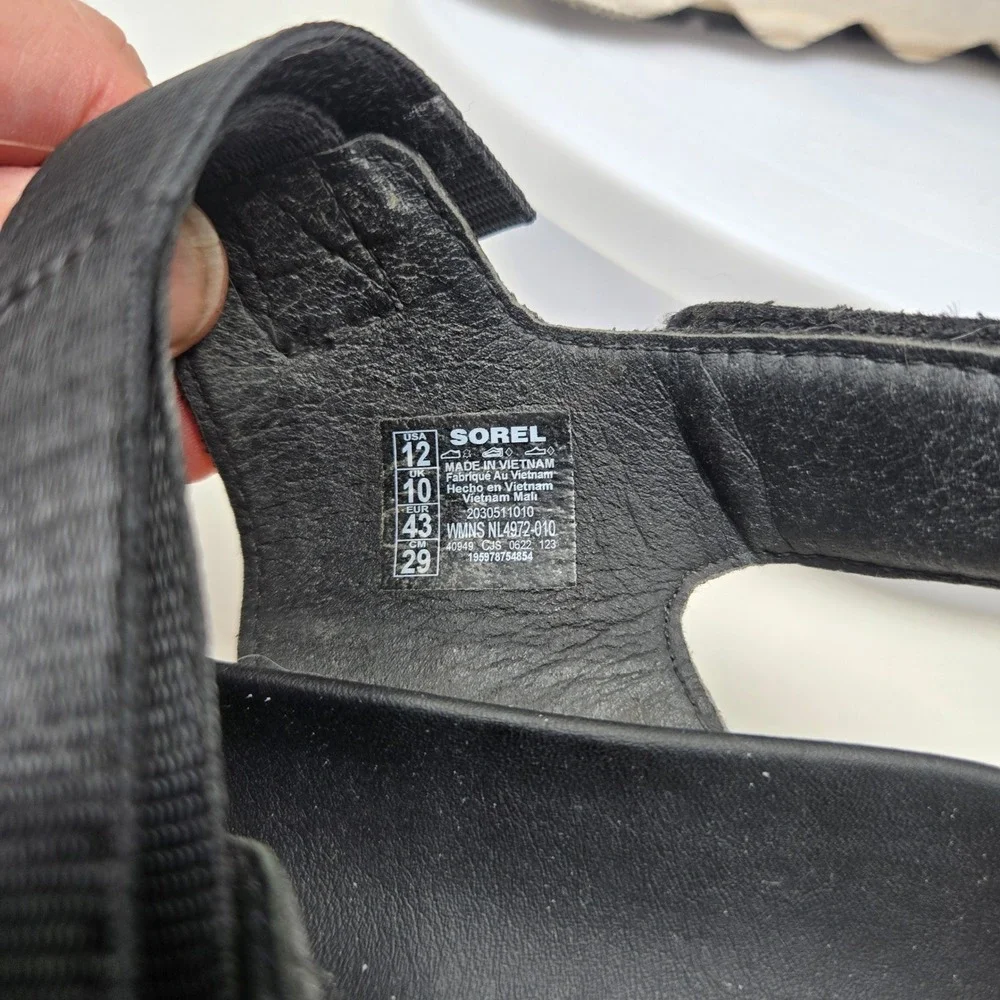 Sorel Kinetic Impact Slingback Sandals Black White NL4972-010 Womens 12
